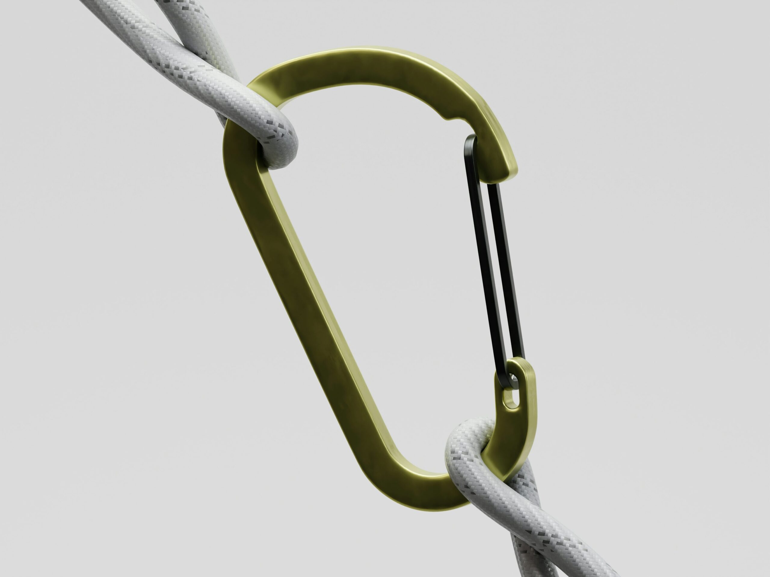 A carabiner connecting two ropes